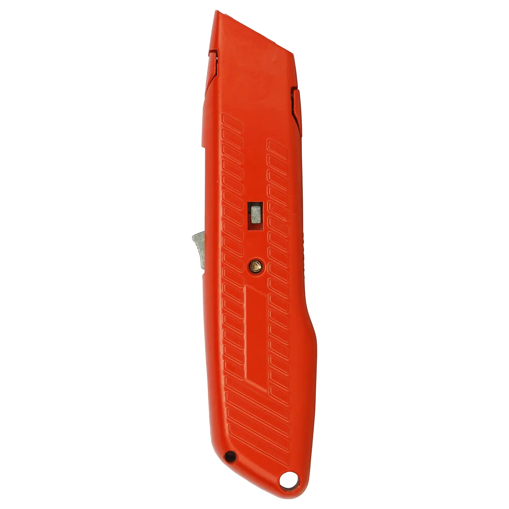 STANLEY 10-189C cuchillo multiusos, cuerpo rojo, vista lateral, fondo blanco.