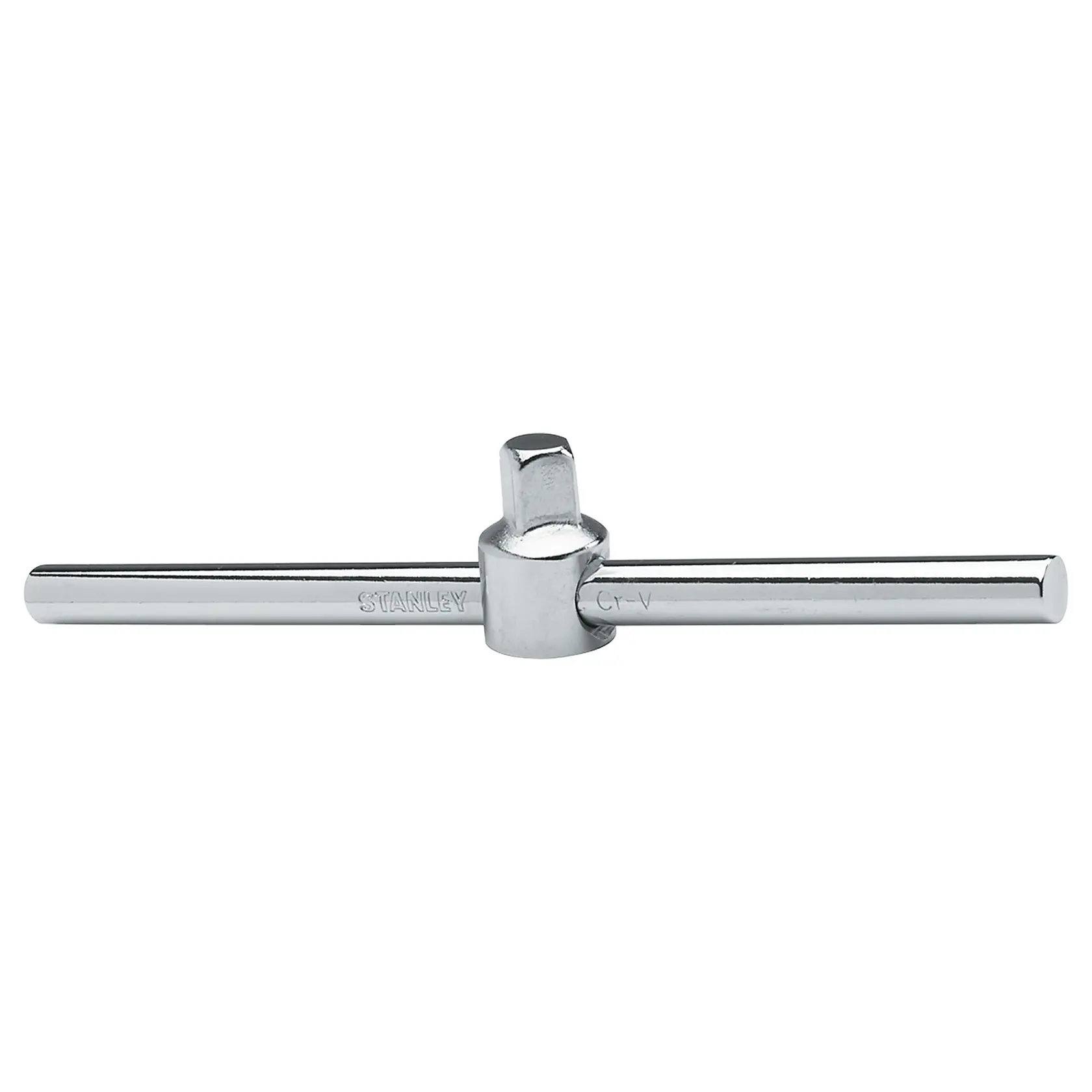 STANLEY 4-86-010 herramienta de barra T para dados, acabado plateado, ángulo frontal sobre fondo blanco.