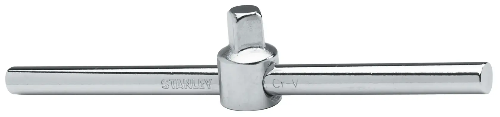 Llave de vaso en T STANLEY 4-86-202, acabado cromado, vista frontal sobre fondo blanco.