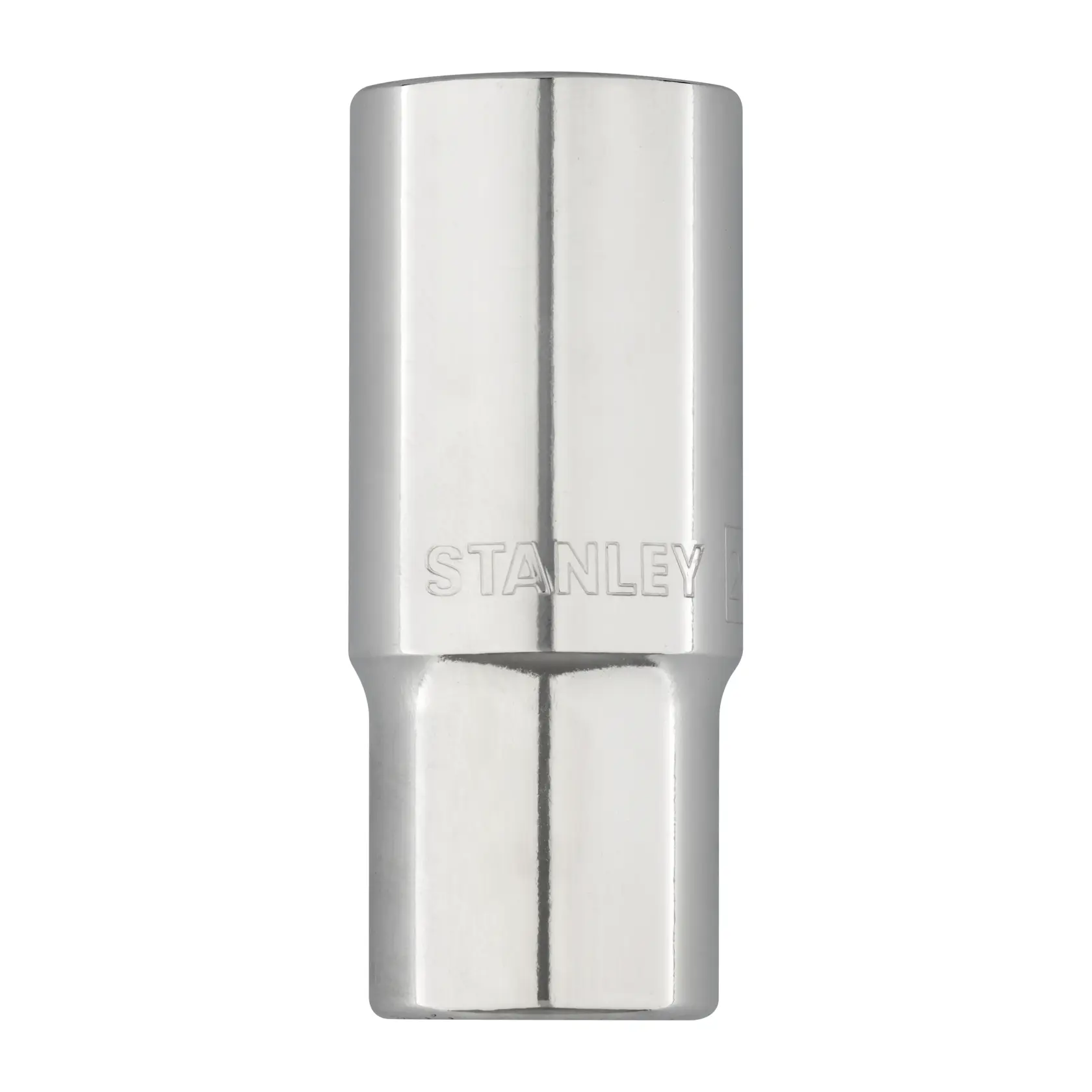 STANLEY 4-86-434 vaso cromado, forma cilíndrica, ángulo frontal, fotografía sobre fondo blanco.
