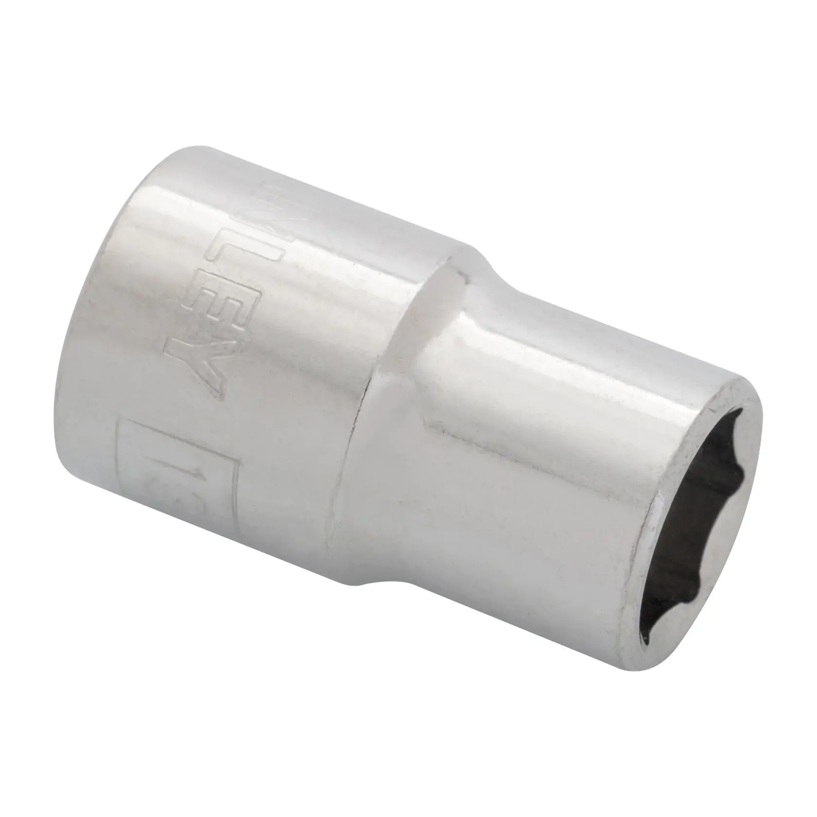 STANLEY 4-86-513 dado cromado, vista lateral, con abertura hexagonal y marca grabada.