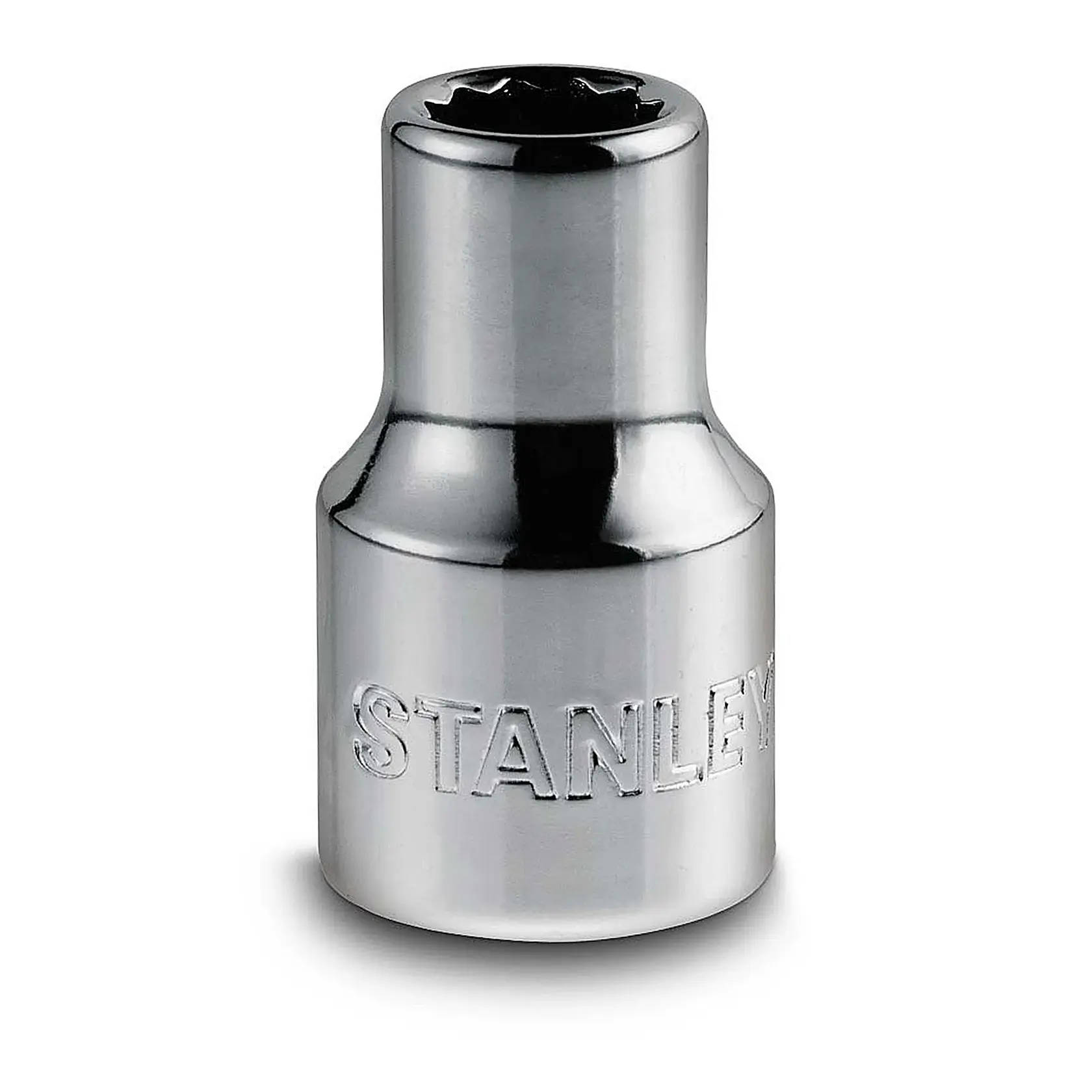 STANLEY 4-86-542 vaso cromado, forma cilíndrica, marca en relieve, vista frontal sobre fondo blanco.