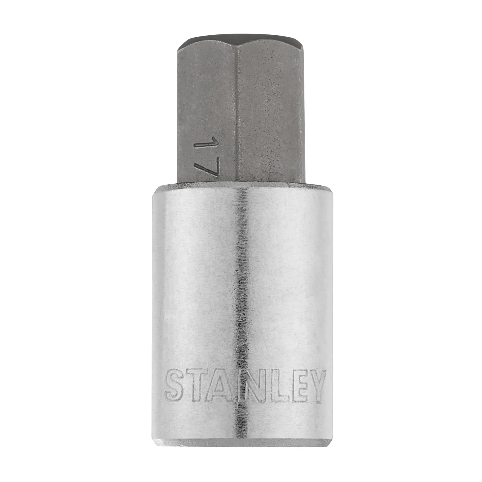 STANLEY 4-89-193 dado de punta hexagonal, plateado y gris, fotografía vista frontal sobre fondo blanco.