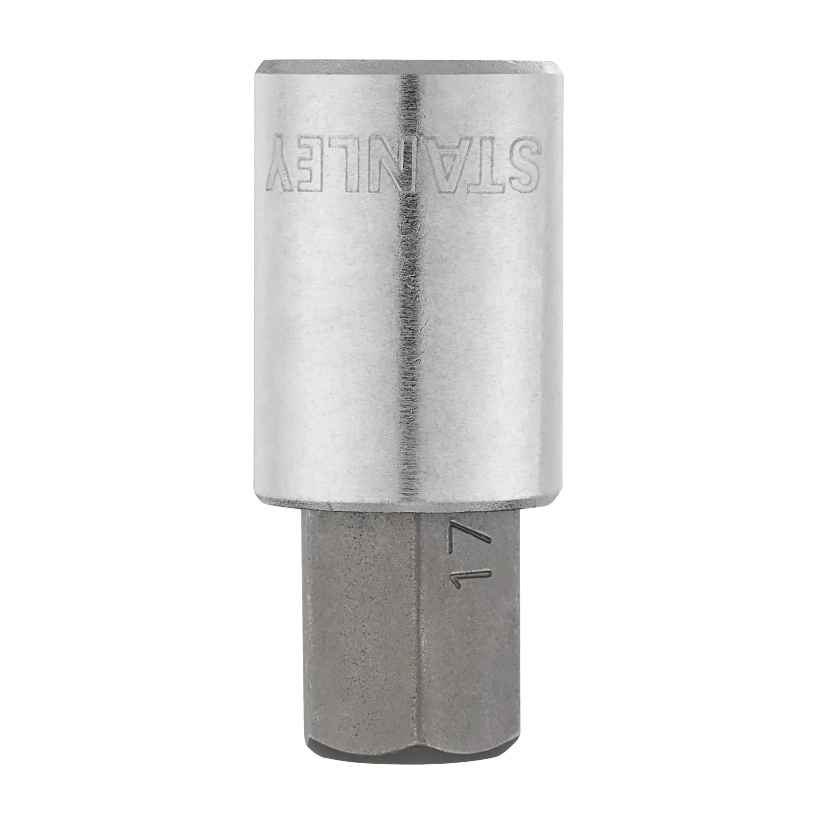 STANLEY 4-89-193 dado hexagonal, metálico, tamaño 17 mm, vista frontal sobre fondo blanco.