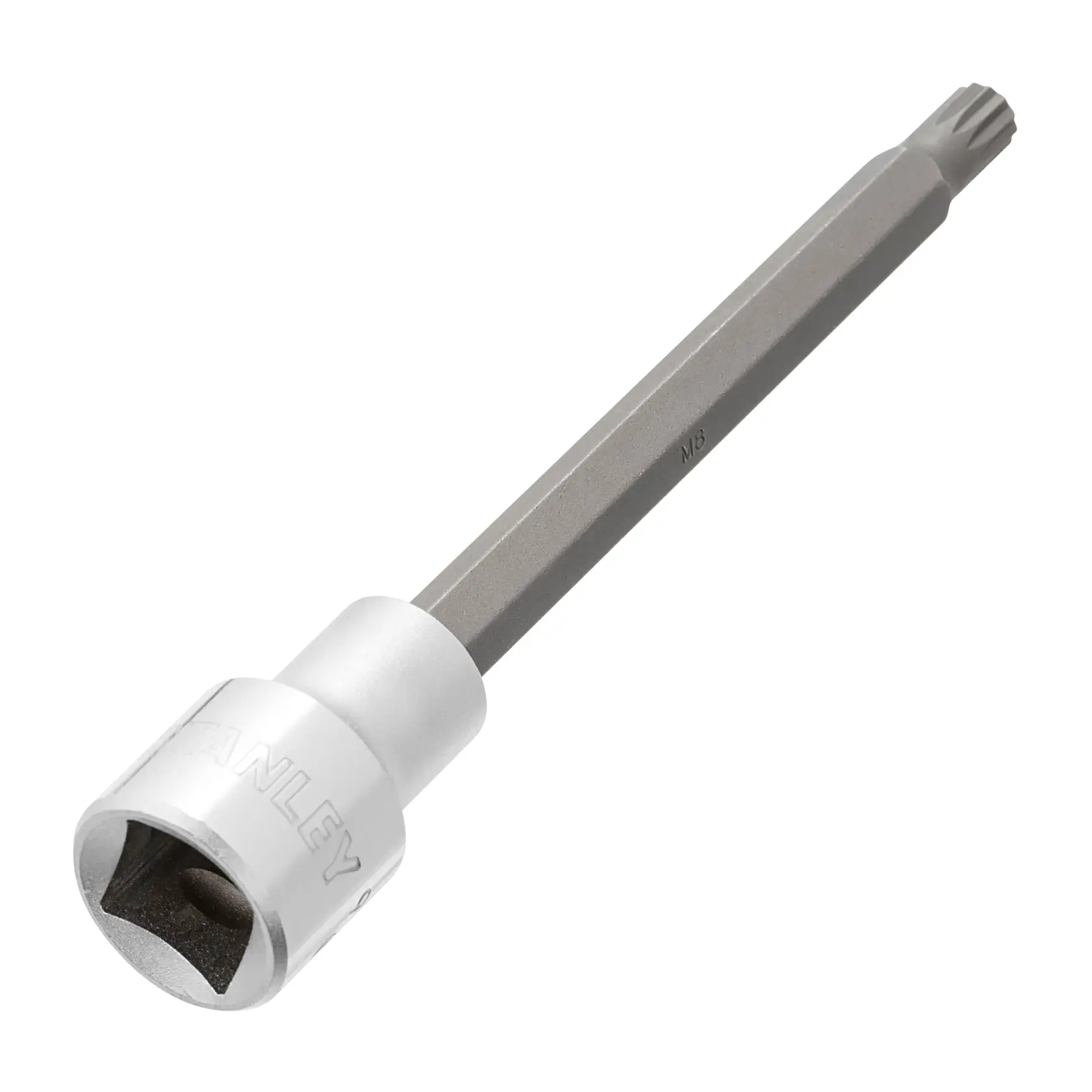 STANLEY 4-92-539 dado spline largo plata y gris, fotografía de producto, en ángulo sobre fondo blanco.