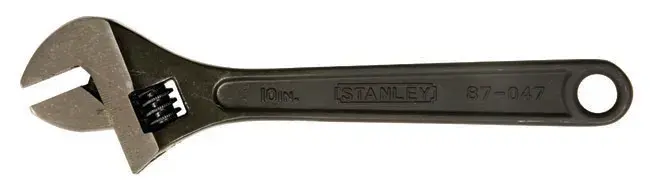 Llave ajustable STANLEY 87-047 vista lateral sobre fondo blanco.