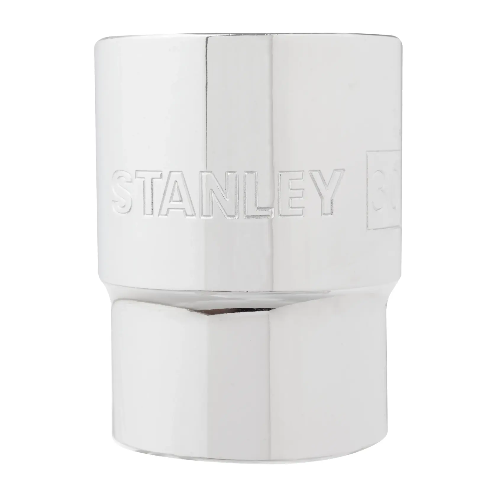 STANLEY 89-330 herramienta dado cromada, foto en primer plano con marca grabada, sobre fondo blanco.