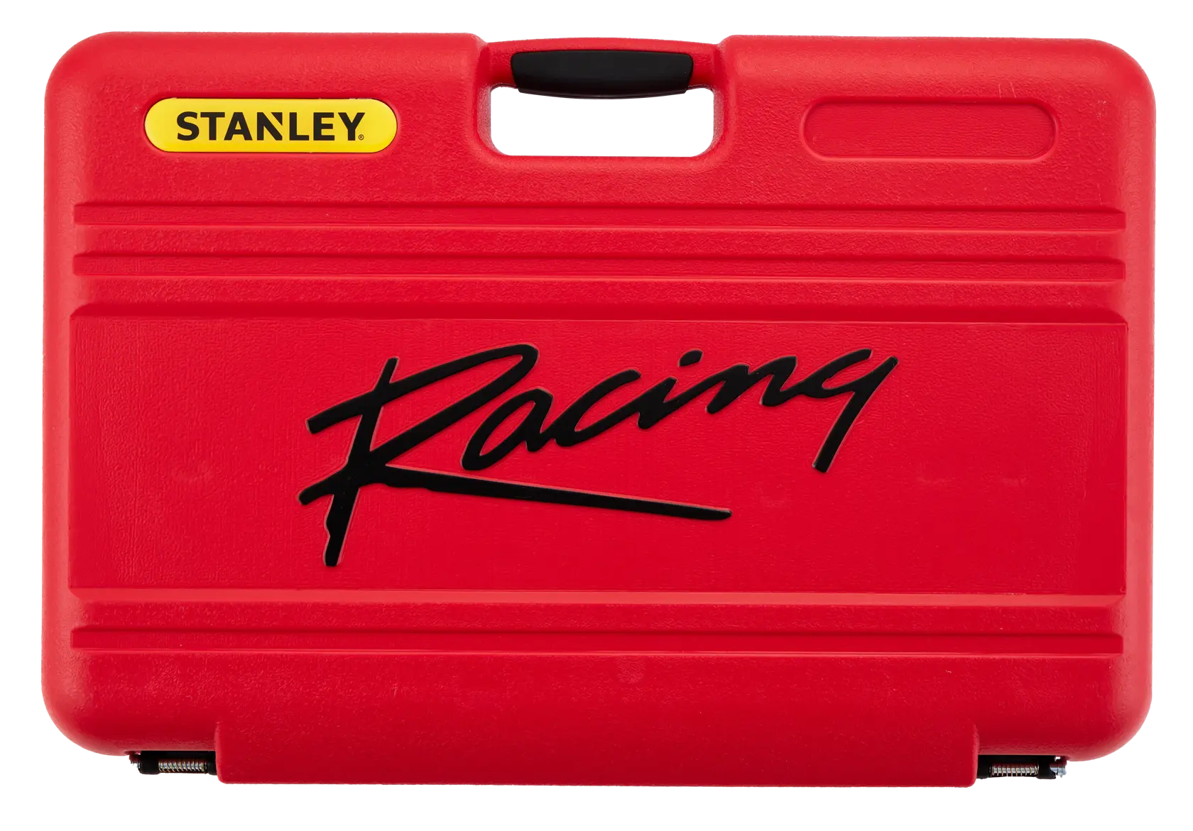 STANLEY R99-120LA caja plástica roja de racing, vista frontal, con asa y logotipo racing.