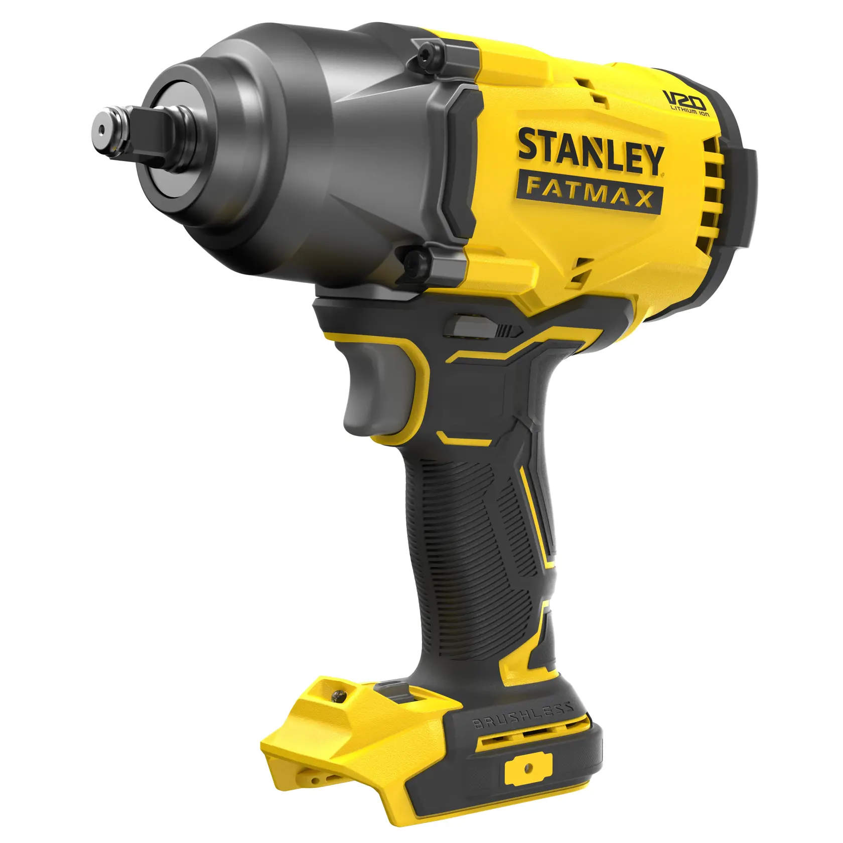 Llave de impacto inalámbrica STANLEY SBW940B, amarilla y negra, vista lateral sobre fondo blanco.