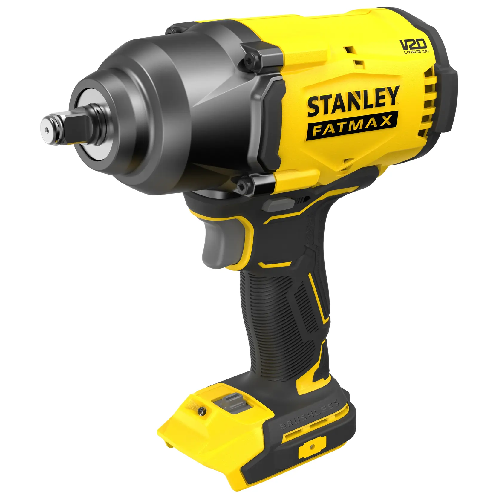 Llave de impacto inalámbrica STANLEY SKU SBW940B, amarilla y negra, vista lateral sobre fondo blanco.