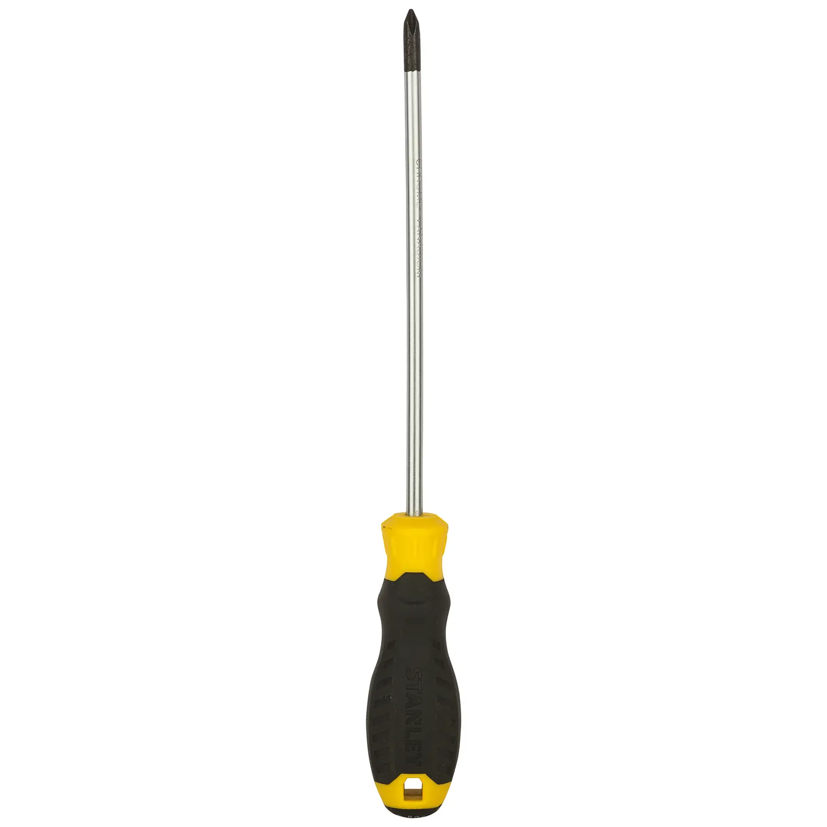 Destornillador Phillips STANLEY STMT60806-840 con mango amarillo y negro, ángulo frontal, fondo blanco.