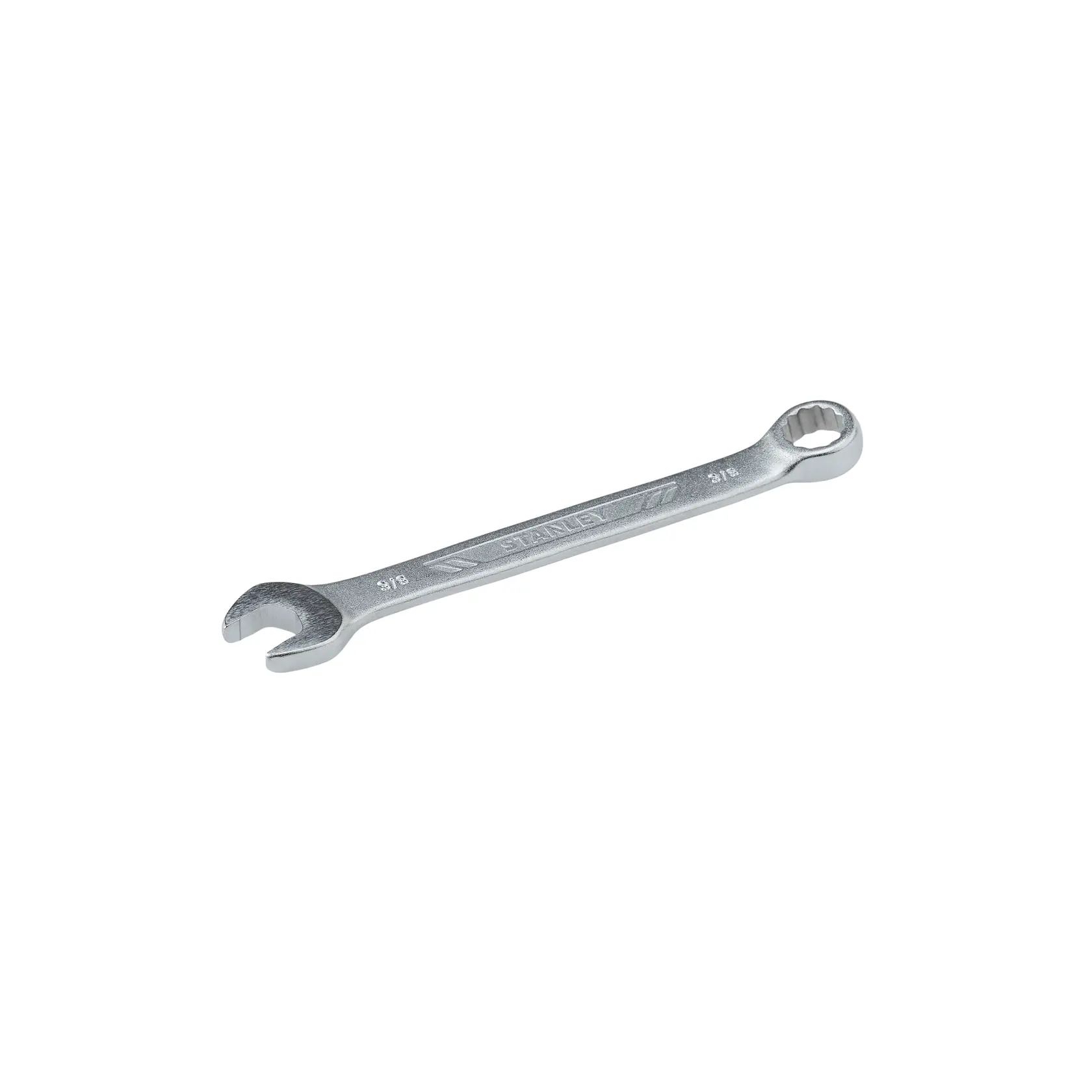 Llave combinada STANLEY STMT72831 plateada, vista en ángulo sobre fondo blanco.