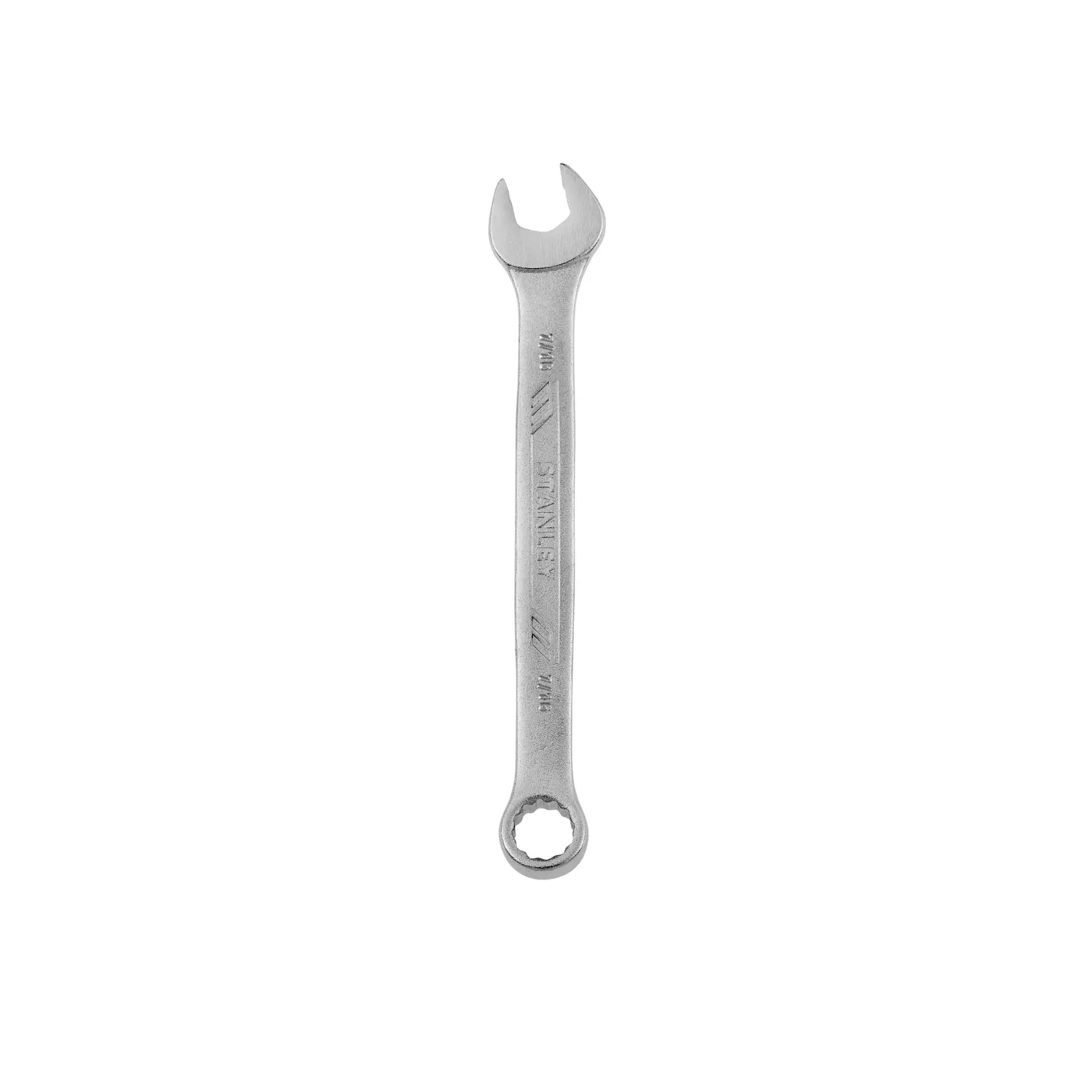 Llave combinada Stanley STMT72832, metal plateado, vista frontal sobre fondo blanco.