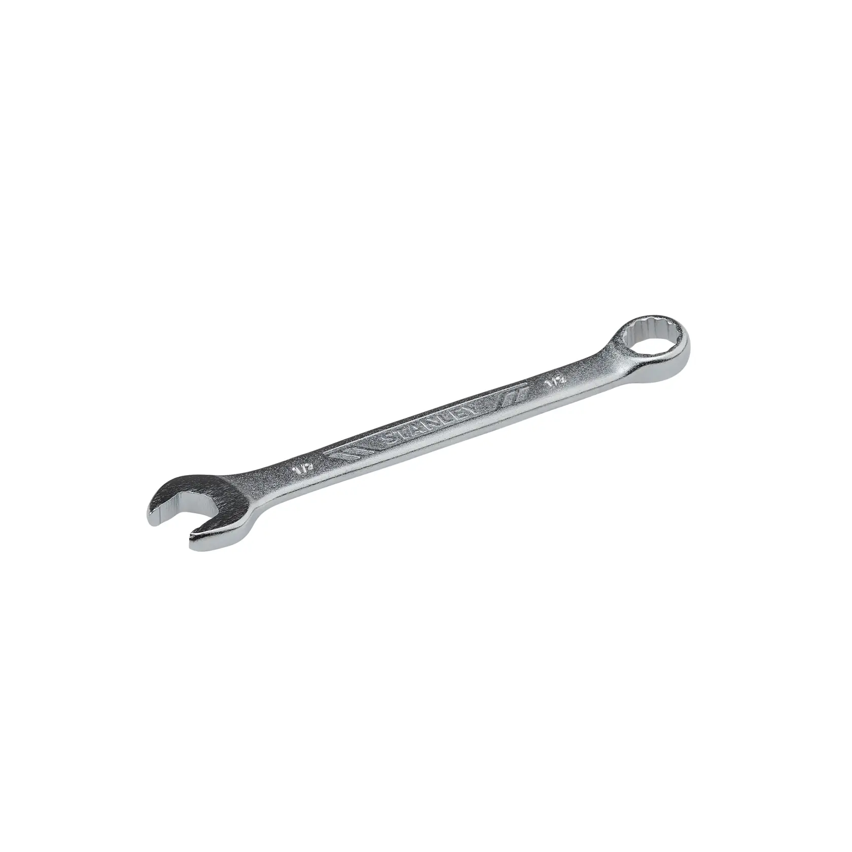 STANLEY STMT72833 llave combinada cromada, 1/2 pulgada, foto del producto en ángulo sobre fondo blanco.