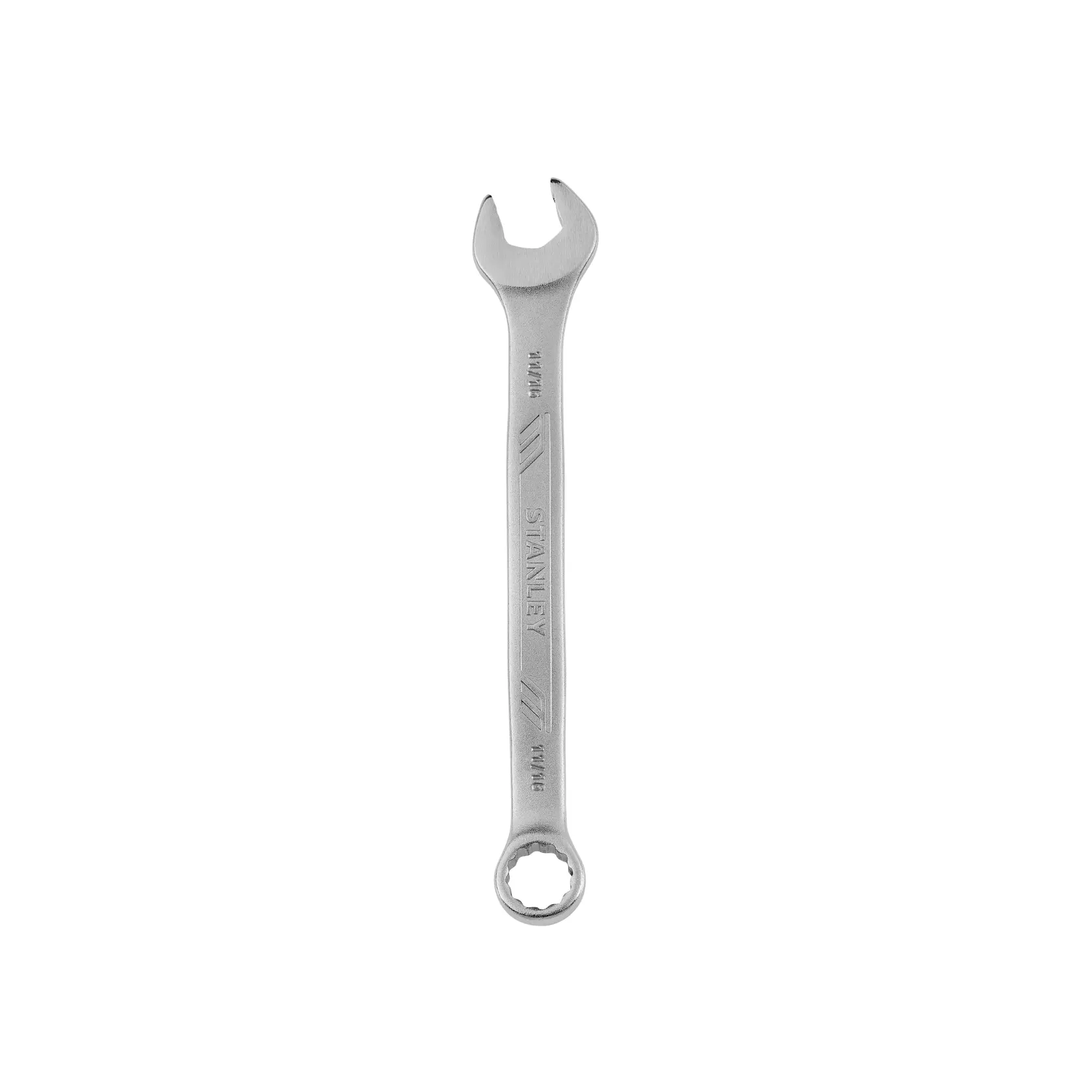 Llave combinada Stanley STMT72836, acabado plateado, ángulo frontal sobre fondo blanco.