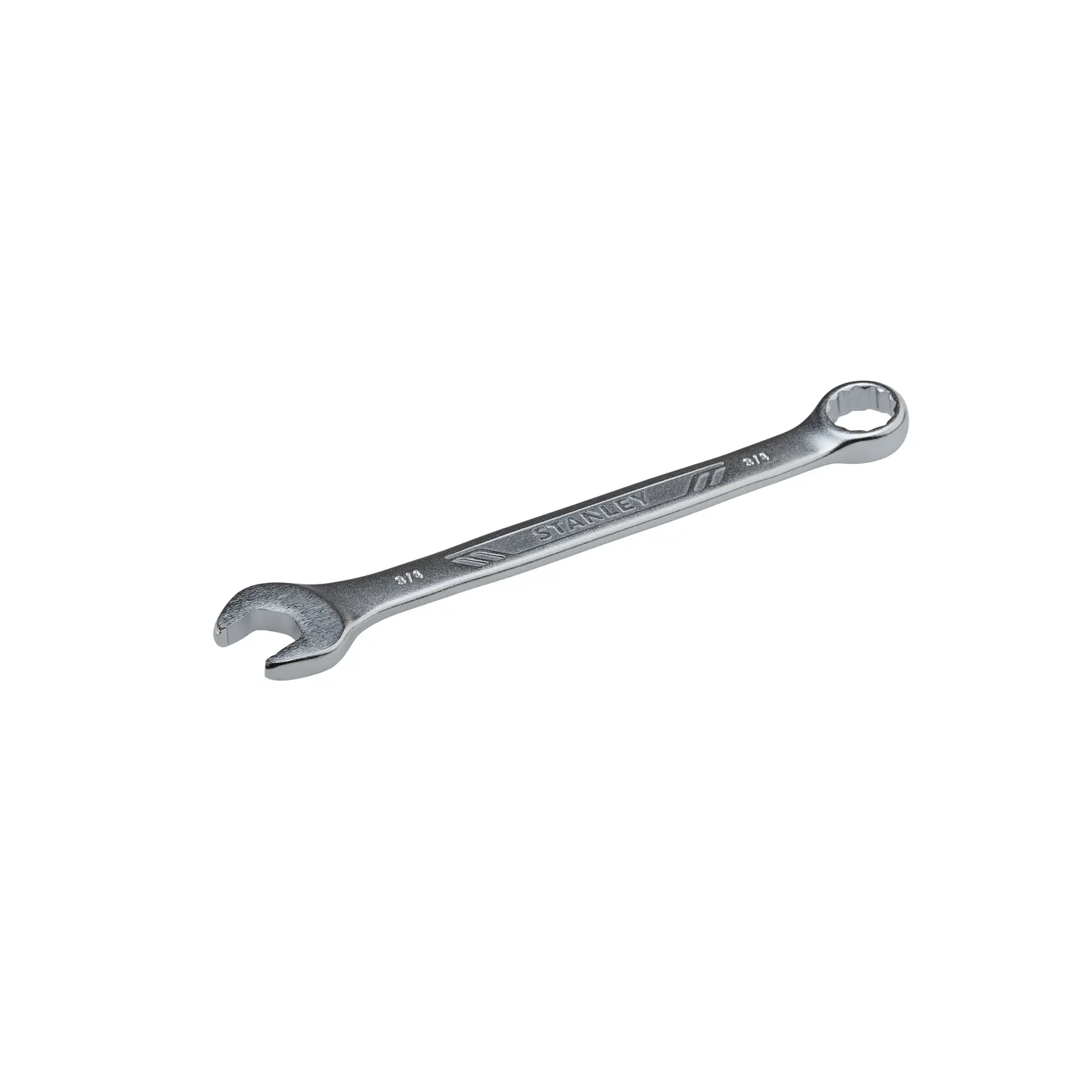 Llave combinada STANLEY STMT72837, acabado plateado, vista frontal en ángulo sobre fondo blanco.