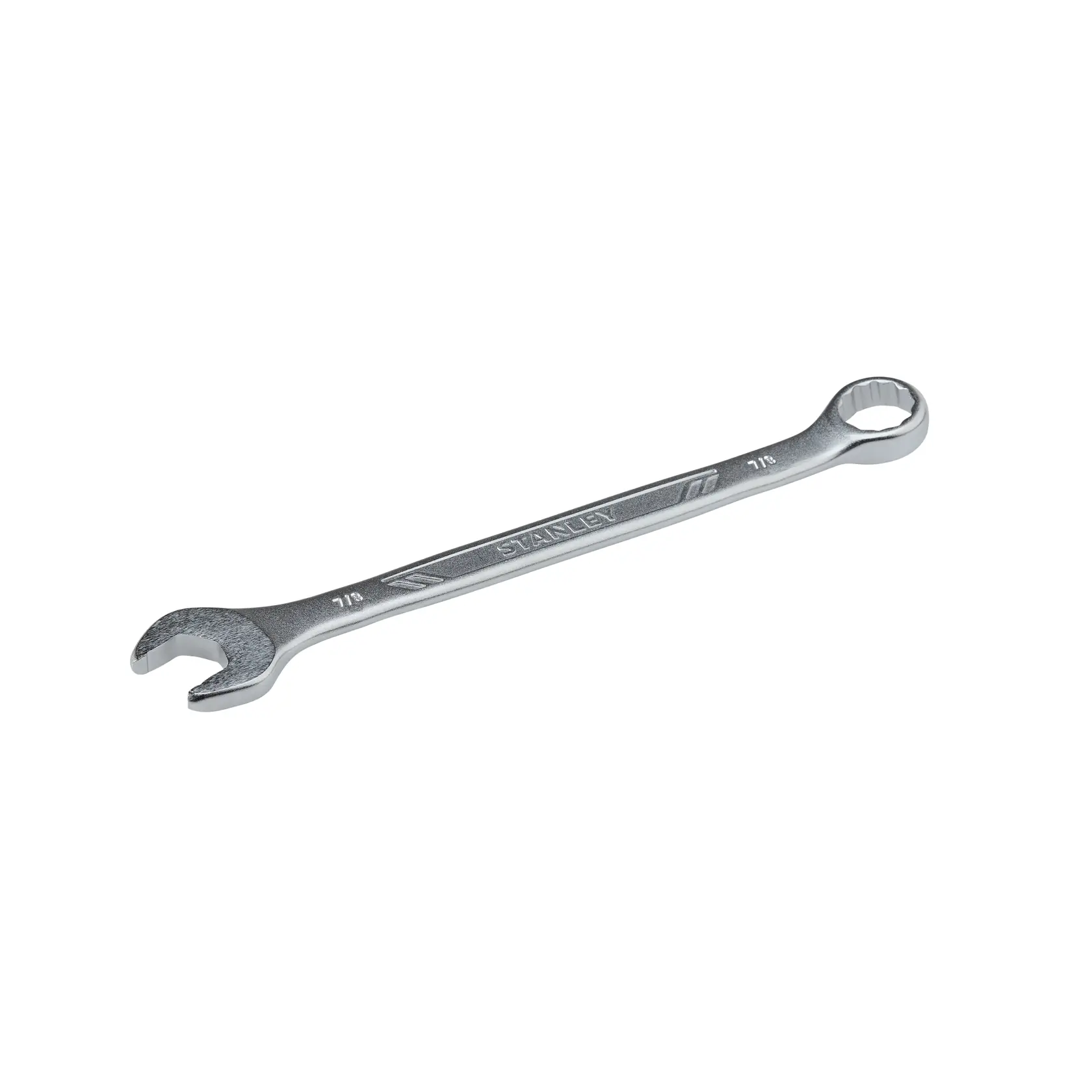 STANLEY STMT72839 llave combinada, acabado plateado, tamaño 7/16, fotografía del producto sobre fondo blanco.