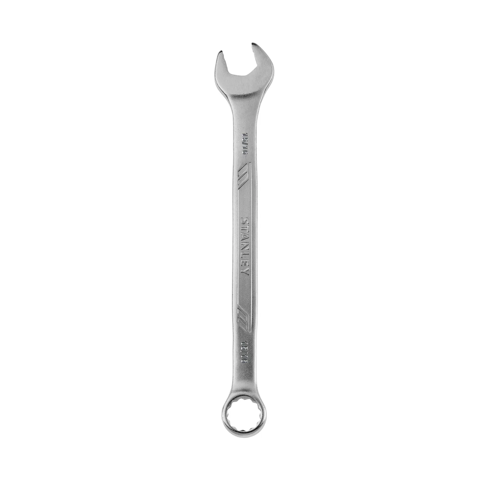 Llave combinada STANLEY STMT72840, acabado plateado, boca abierta y de estrella, vista superior sobre fondo blanco.