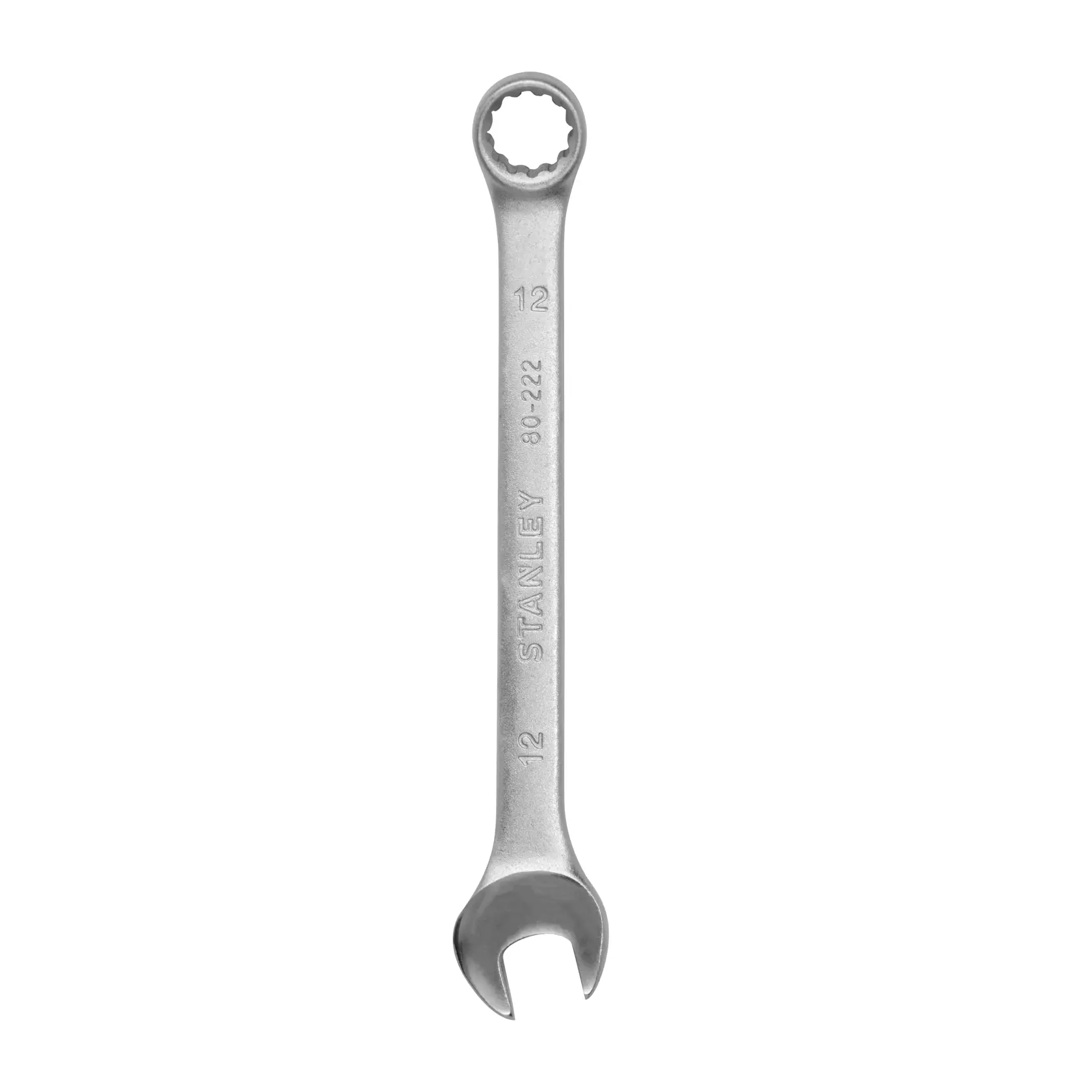 Stanley STMT80222-840 llave, herramienta plateada, vista frontal sobre fondo blanco.