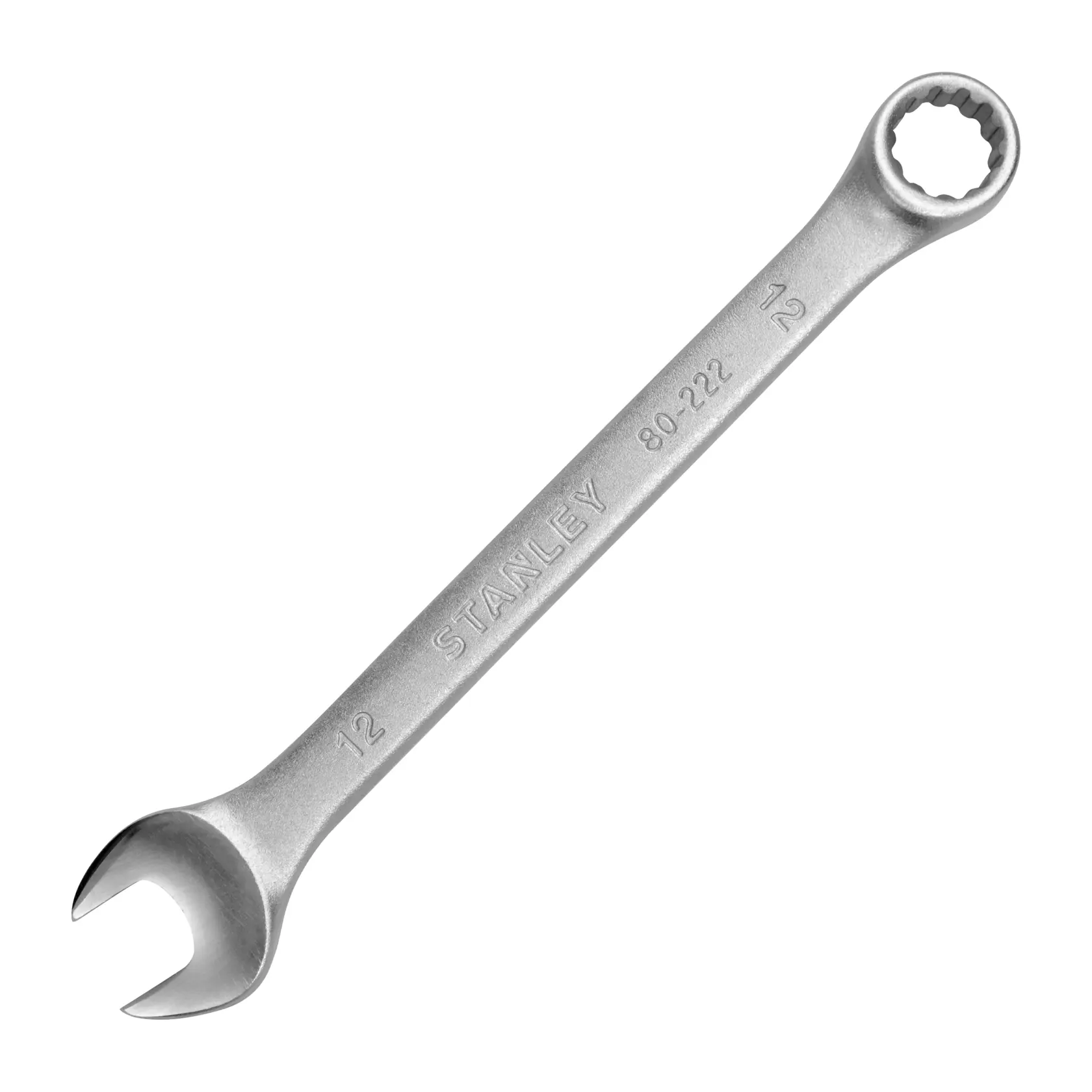 STANLEY STMT80222-840 llave combinada plateada, fotografía, vista superior sobre fondo blanco