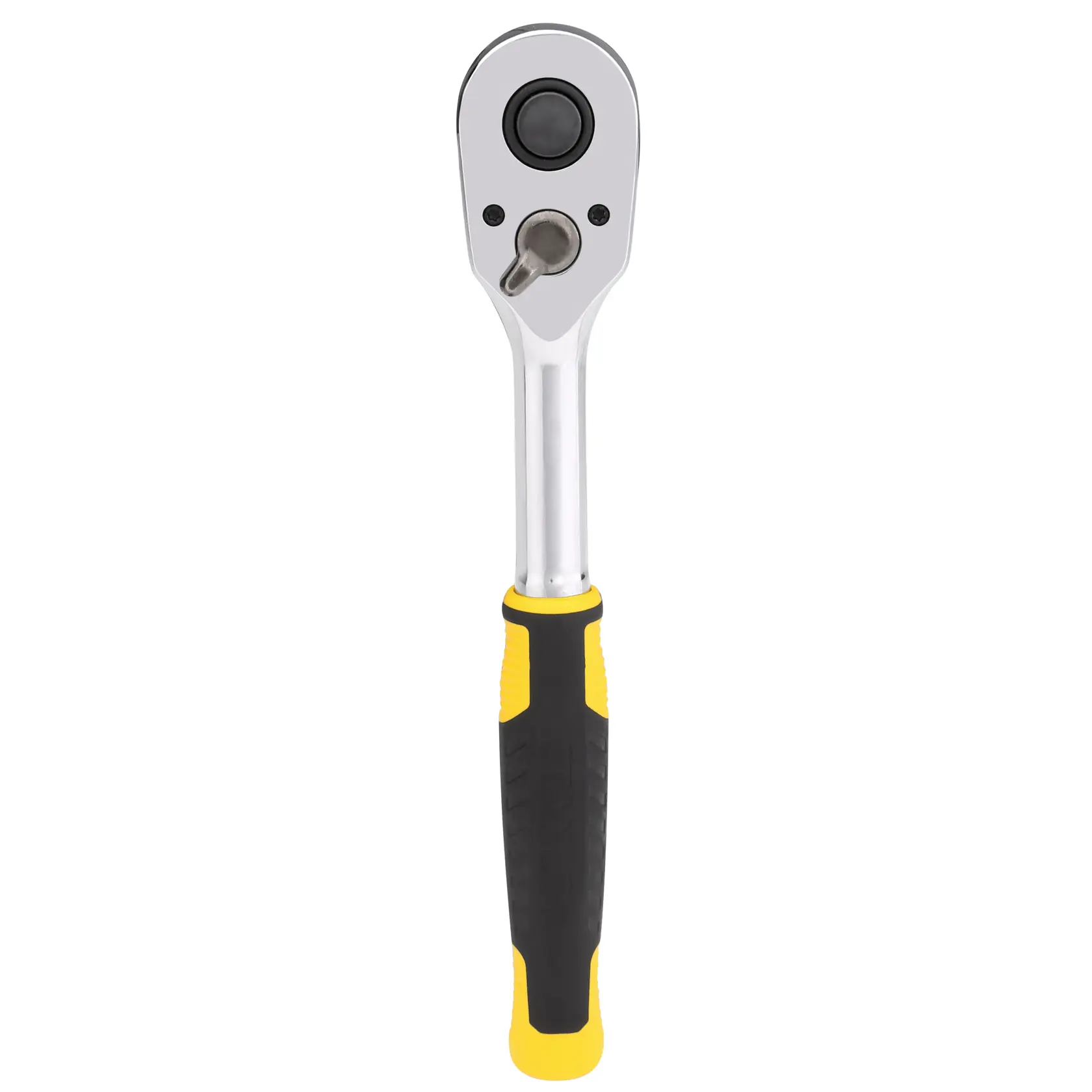 STANLEY STMT82665-0 trinquete con mango negro y amarillo, categoría herramienta, ángulo frontal sobre fondo blanco.