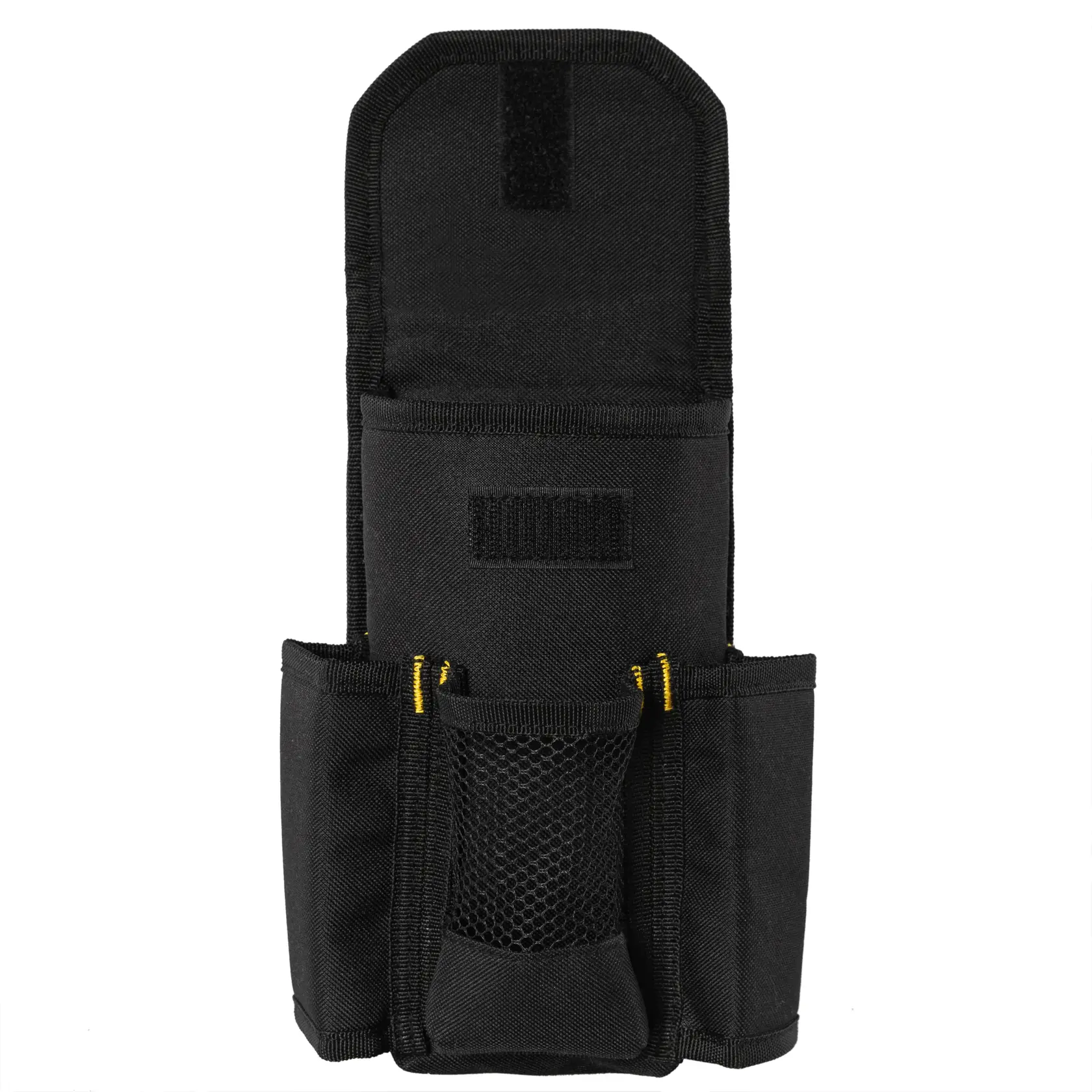Bolsa negra Stanley para accesorios de fotografía con compartimentos y bolsillo de malla.